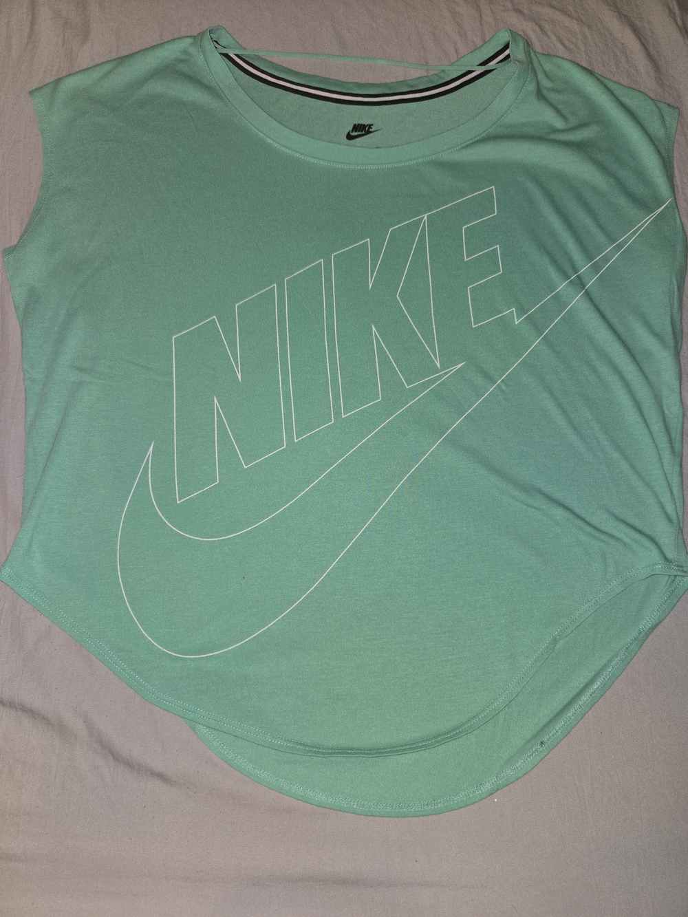 Nike Women's Mint Green Tank with White Outline Logo